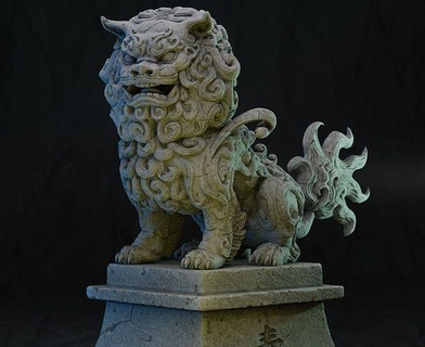komainu lion chien sculpture figurine art anime gardien japonais japon temple miniature miniatures figurines lion chinois statue fantaisie tuteurs créature jeux jouets 3d print model - Mito3D