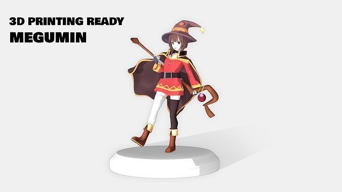 konosuba megumin 3d drucken modell isekai anime kunst skulptur statue manga aqua dunkelheit zauberer hexe loli niedlich skulpturen 3D print model - Mito3D