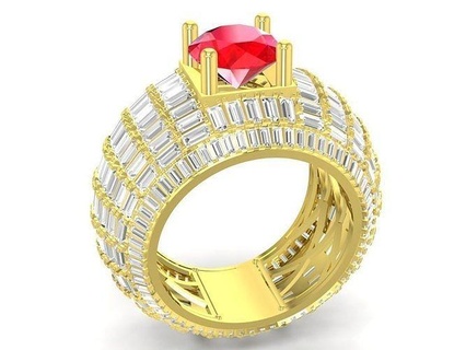 Corea baguette diamante uomini squillare 3704 gioielleria moda Accessori oro uomo design anelli 3d print model - Mito3D