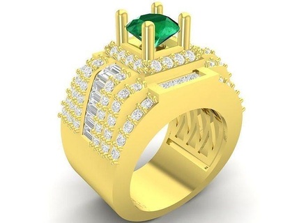 Corée diamant baguette Princesse rond Hommes bague bijoux mode accessoires or homme Nouveau conception anneaux 3d print model - Mito3D