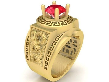 korea diamond dragon men ring 3724 jewelry fashion accessories gold man new design fengshui rings 3d print model - Mito3D