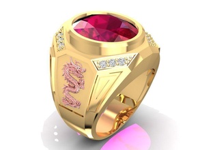 korea diamond ring men jewelry fashion accessories gold man design fengshui wedding dragon rings 3d print model - Mito3D