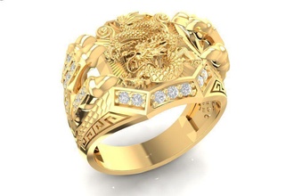 korea dragon ring men 1911 jewelry fashion accessories gold diamond man design fengshui rings 3d print model - Mito3D