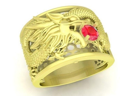 korea lucky dragon diamond men ring 3745 jewelry fashion accessories gold man new design fengshui rings 3d print model - Mito3D