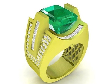 Koreanisch Diamant smaragdgrün Männer Ring 4019 Schmuck Mode Zubehör Gold Neu Design Ringe 3d print model - Mito3D