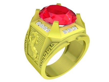 coreano diamante caballo hombres anillo 4106 joyería joya Moda accesorios oro hombre diseño anillos 3d print model - Mito3D