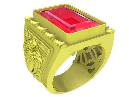 korean diamond versace men ring 4104 jewelry fashion accessories gold man rings 3d print model - Mito3D