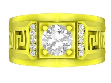 korean diamond versace texture men ring 4495 jewelry fashion accessories gold man new design rings 3d print model - Mito3D