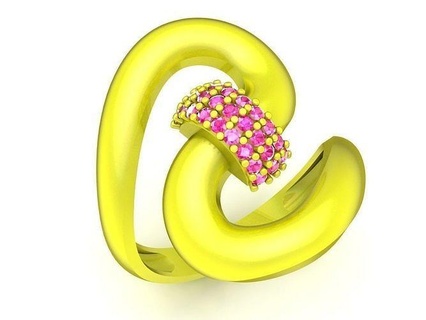 korean style diamond art ring lady 5020 jewelry fashion accessories gold woman women unisex new design rings 3d print model - Mito3D