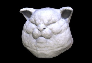 korin cat head sculpt cat kitten kitty head kitbash miniature animal pet statue sculpture desktop art sculptures 3d print model - Mito3D