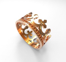 korona halkası büyük takı yüzük düğün gem mücevher nişan elmas 3d print model - Mito3D