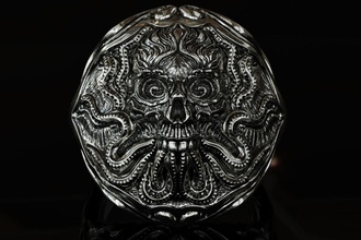 kraken anillo calavera pulpo plata escultura antiguo joyería joya cráneo anillos 3d print model - Mito3D