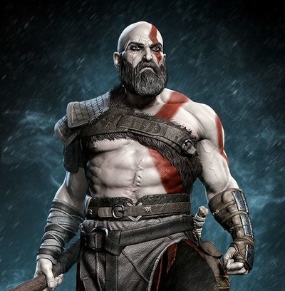 kratos dio of guerra 2018 scultura statua figura azione leviatano bladeofchaos ascia arte sculture 3d print model - Mito3D