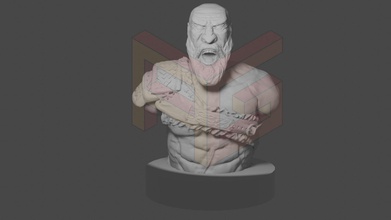 Kratos Krieg Büste Kunst Skulptur Krieges ps4 ps5 3dprint Bildhauerei Spiele Spielzeuge 3d print model - Mito3D