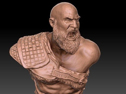 Kratos Dieu guerre Ragnarok buste gow gowragnarok godofwarragnarok playstation5 Jeu ps5 ps4 fantaisie Grèce nordique art sculptures 3d print model - Mito3D