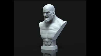 Kratos Dieu guerre buste playstation vidéo Jeu statue sculpture nintendo Xbox personnage pc 360 portrait jeu encadrement équipement déco ventilateur art sculptures 3d print model - Mito3D