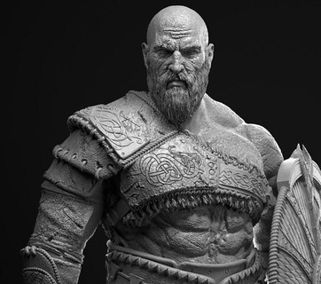 Kratos god guerra Ragnarok Admirador arte Deus Santa Mônica colecionável estátua 3dmodel 3dprint videogames jogos brinquedos 3d print model - Mito3D