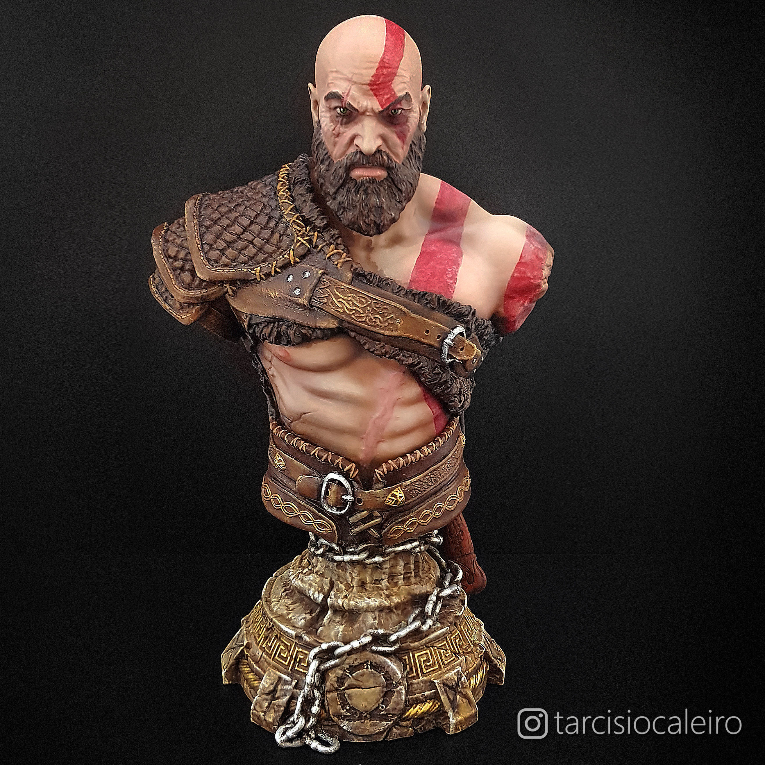 kratos fallimento scultura statua arte ritratto 3dprint dio guerra giochi giocattoli 3D print model - Mito3D