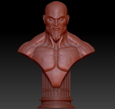 kratos buste sculpture art statue homme figure corps jeux jouets 3d print model - Mito3D