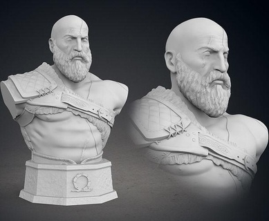 kratos bust kratos god war sony video game atreus ragnarok nordic greece mythology viking thor odin playstation freya bust sculpture art sculptures  3d print model - Mito3D