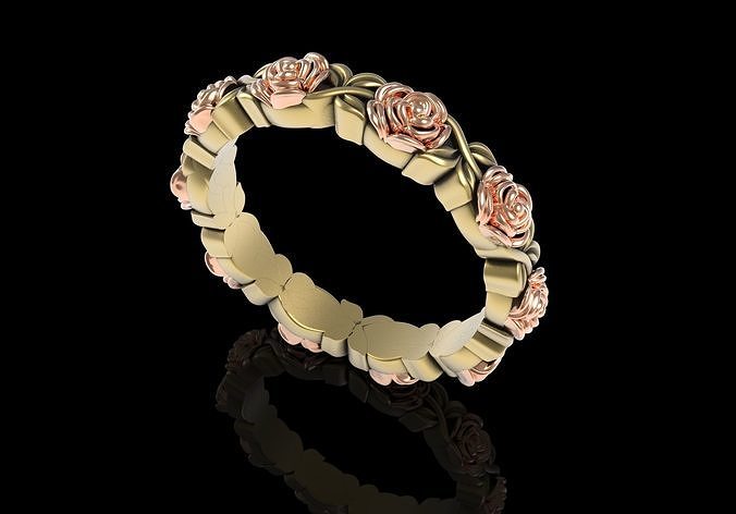 krementz ring jewelry printable rings engraving silver rose lotus flower jewellery jewel gold pinkgold 3dprint engegement weding luxurius art filigre 3D print model - Mito3D