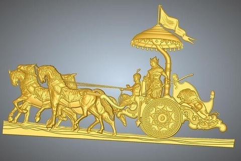 Krishna Arjuna araba Bhagwad geeta heykel din Tanrı ikon heykelcik dindar nesne ödül cnc şampiyon kazanan 1st kazanmak Sanat 3d print model - Mito3D