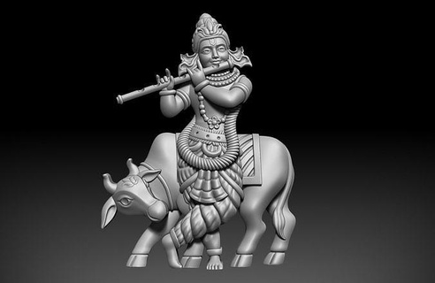krishna cow version 2 god sculpture statue cnc religion religiou object hindu indian jewelry pendants 3d print model - Mito3D