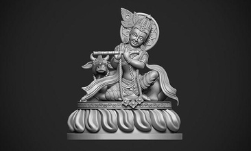 krishna cow base sitting posed 3d idol murti statue indian hindu god gopal iskon art sculptures 3d print model - Mito3D