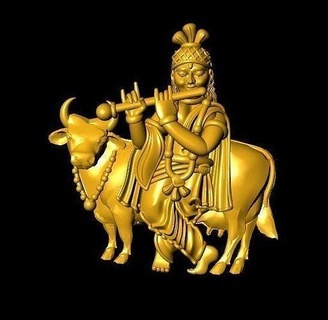 Krishna Fechar olho senhor supremo Deus 3d modelo anel arte esculturas joalheria gai alegre vaca 3d print model - Mito3D