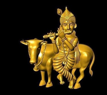 Krishna ojo señor supremo Dios 3d modelo anillo Arte esculturas joyería joya gai gay vaca 3d print model - Mito3D