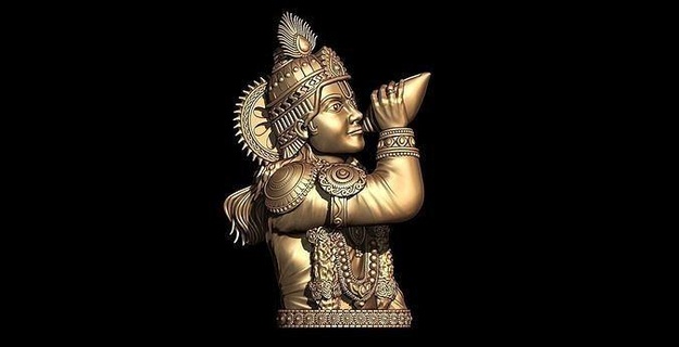 Krishna mahabharat pendentif statue or bijoux traditionnel figure imprimable sculpture art Krish religion Bhagwan Dieu Indien pendentifs 3d print model - Mito3D