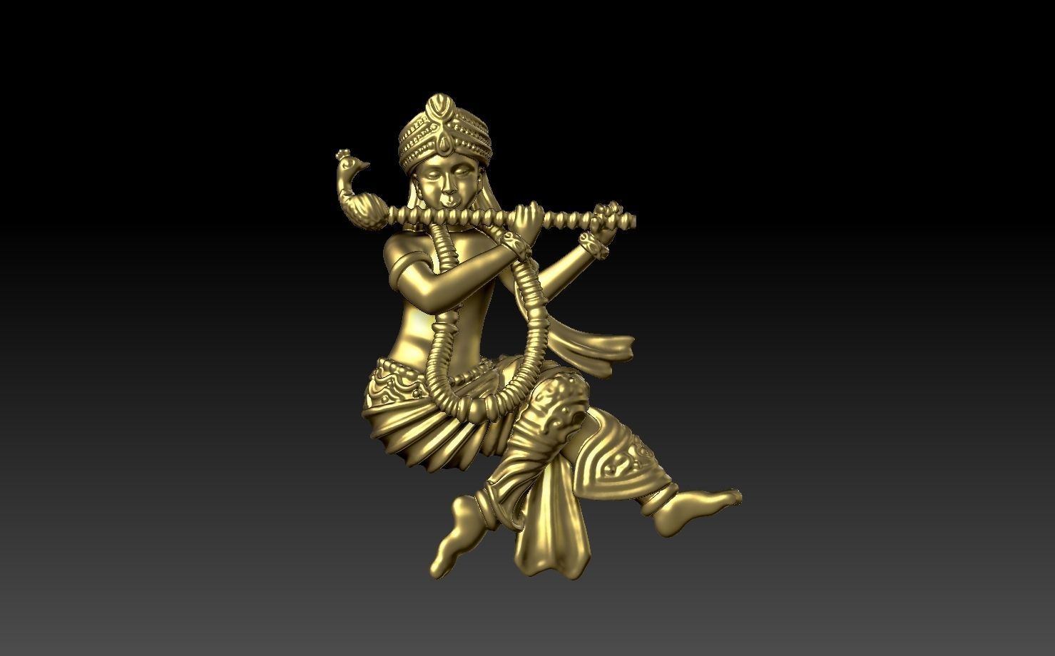 krishna pendente arte scultura tradizionale figura antico divinità figurina statua gioielleria ciondoli 3D print model - Mito3D