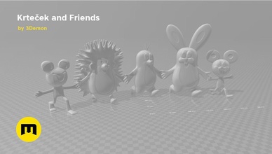 topo amigos 3d impresión modelo zdenek miler personaje antiguo dibujos animados rana conejo erizo pequeño topo checo juguete juguetes juegos figura 3d print model - Mito3D