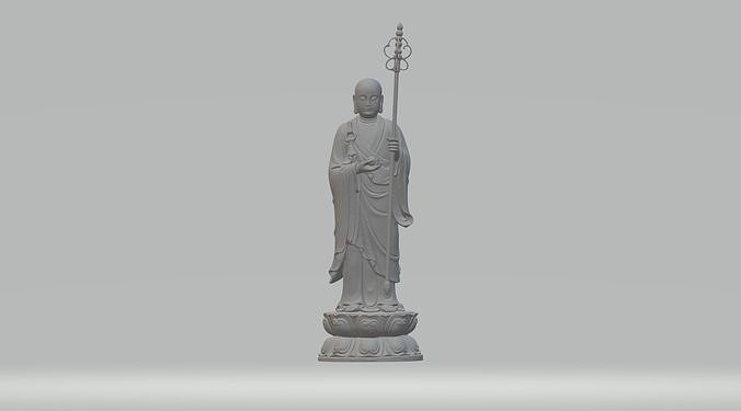 ksitigarbha bodhisattva buddha statua testa scultura storico Giappone struttura religione tempio Cinese asiatico premio scansionato 3d Modelli vari arte sculture 3D print model - Mito3D