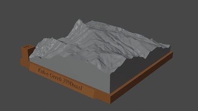 kuh krank Berg Landschaft Vulkan Terrain Umgebung Natur Photogrammetrie Elevation Wissenschaft 3d print model - Mito3D