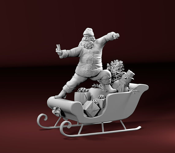 kungfu papai noel claus Natal feriado boneco neve inverno alegre trenó árvore arte esculturas 3D print model - Mito3D