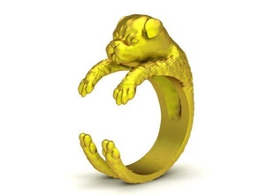 kute cane squillare 569 gioielleria moda accessori oro diamante design feng shui animale anelli 3d print model - Mito3D