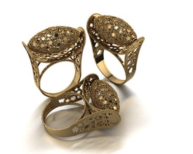 Kuwait stile gioielleria moda oro stampabile prezioso anelli 3d print model - Mito3D
