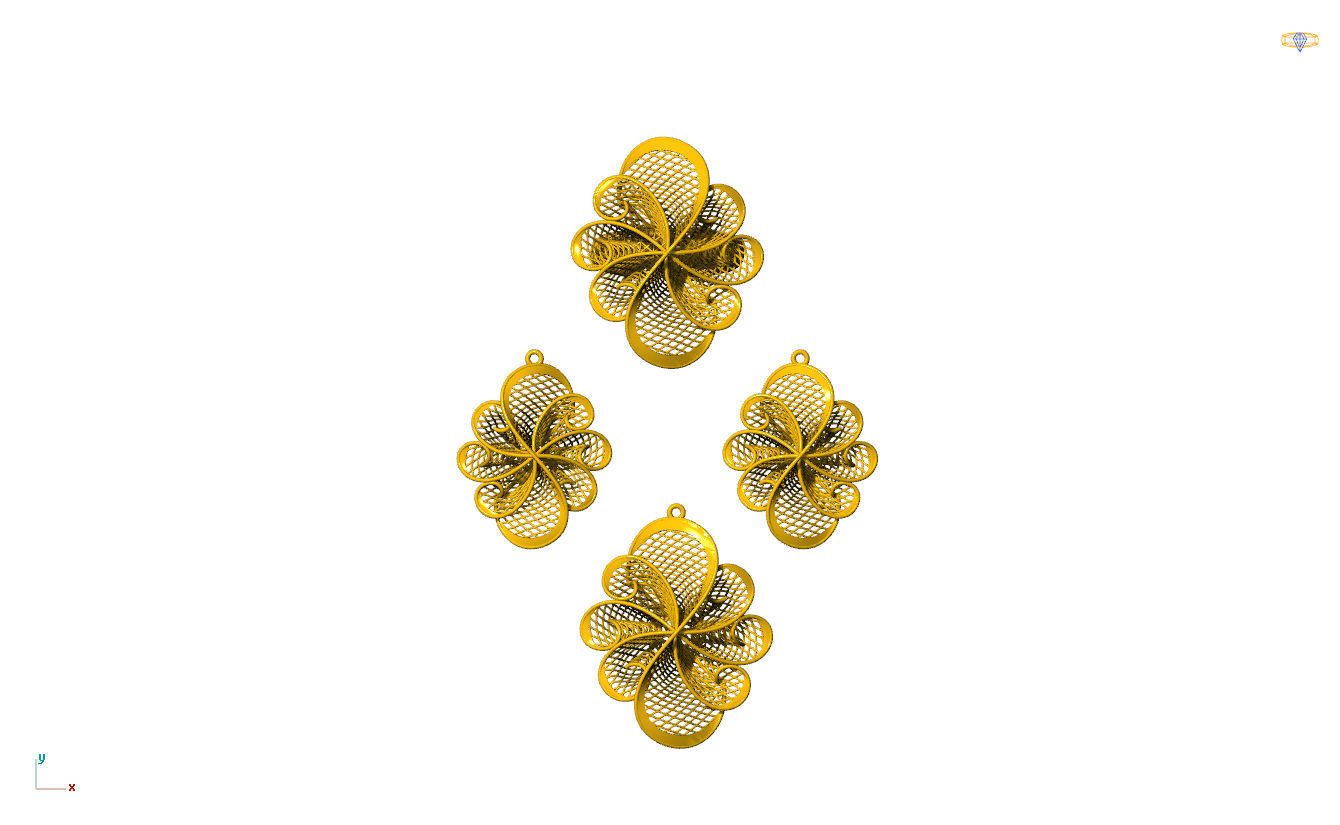 OK espere jóias conjunto Projeto ouro anel flor imprimível pingente brinco arte prata jóia joalheria argolas 3D print model - Mito3D