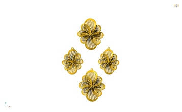 kwait jewellery set design gold ring flower printable pendant earring art silver jewel jewelry rings 3d print model - Mito3D