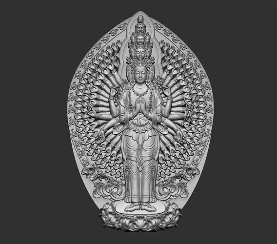 kwanyin bodhisattva déesse déité statue sculpture bas soulagement décor décoration orné ornement religion religieux Bouddha religiou objet Oriental art sculptures 3D print model - Mito3D