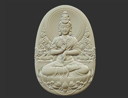 kwanyin bodhisattva Buda decoração ornamentado enfeite cnc escultura mofo jóia joalheria pingente estátua religião colar deusa bas alívio oriental arte esculturas 3d print model - Mito3D