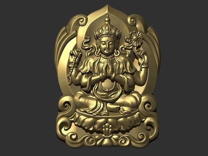 kwanyin bodhisattva god deity statue buddha art goddess religion sculptures oriental pendant jewelry sculpture decoration religious asian decor 3d print model - Mito3D