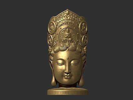 kwanyin bodhisattva 2 buddha statue sculpture decoration deity goddess art ornament religion oriental asian religious religiou object head bust portrait sculptures 3d print model - Mito3D