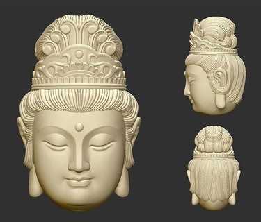 kwanyin bodhisattva testa buddha decorazione ornamento statua scultura figurina divinità dea orientale asiatico arte sculture 3d print model - Mito3D
