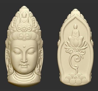 kwanyin head2 Buda bodhisattva escultura estatua religión Dios deidad budista religiou objeto decoración ornamento asiático oriental Arte esculturas 3d print model - Mito3D