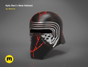 kylo ren helmet destroyed - star wars sci fi space spaceship wearable toy replica knight dark jedi order force games toys 3d print model - Mito3D