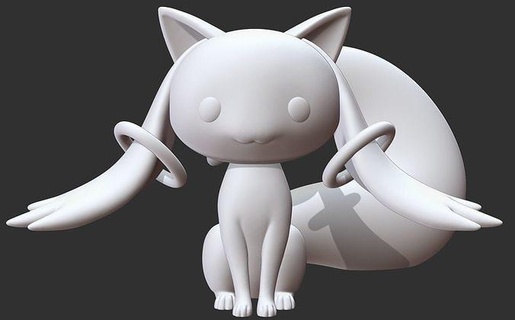 kyubey madoka magica figura personaje anime animación escultura blanco lindo animal Arte estatua esculturas 3d print model - Mito3D