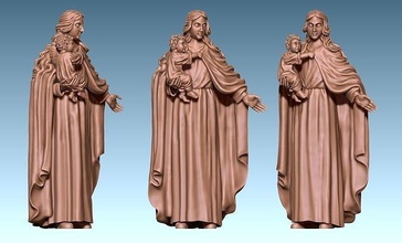 la virgen y isa bakire geleneksel maneviyat zarif şekil heykel antik klasik kutsal dekorasyon fikir takı kadın çocuk taş odun metal yönlendirici cnc öğütme sanat heykeller 3d print model - Mito3D