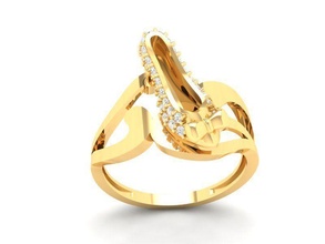 Laddy Slipper Ring 494 Schmuck Mode Zubehör Gold Diamant Männer Frau Frauen unisex Design Feng Shui Schuhe Ringe 3d print model - Mito3D